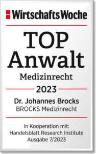 WiWo TOPAnwalt Medizinrecht 2023 Dr Johannes Brocks