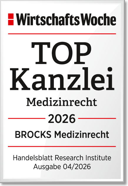 WiWo TOP Kanzlei Medizinrecht_2026_BROCKS_Medizinrecht Auszeichnung der Wirtschaftswoche als TOP Kanzlei im Medizinrecht 2026
